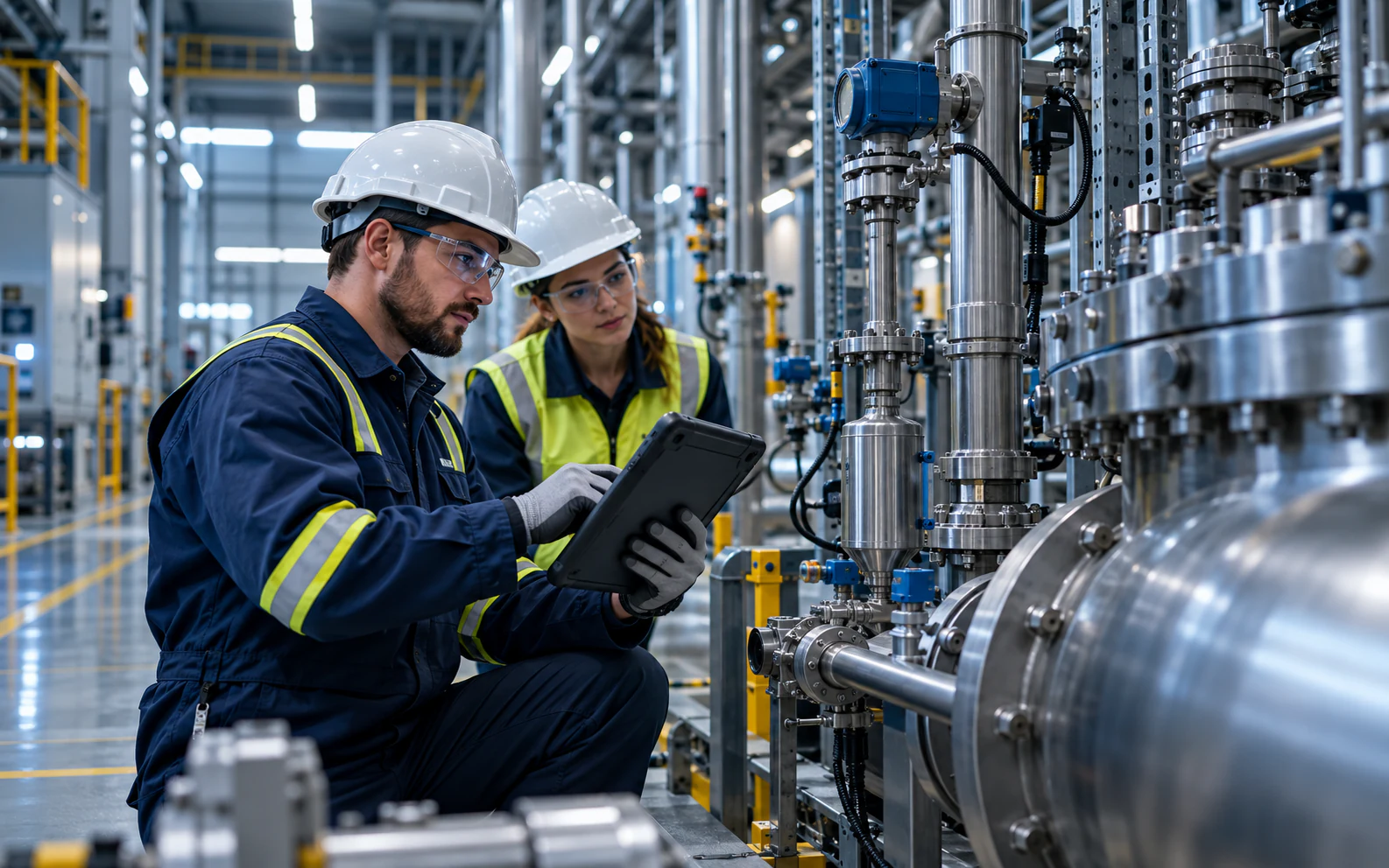 Specialists gathering objective evidence during an industrial assessment